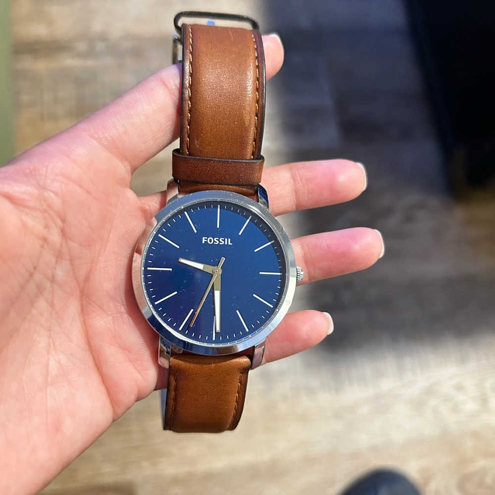 Fossil brown and silver watch